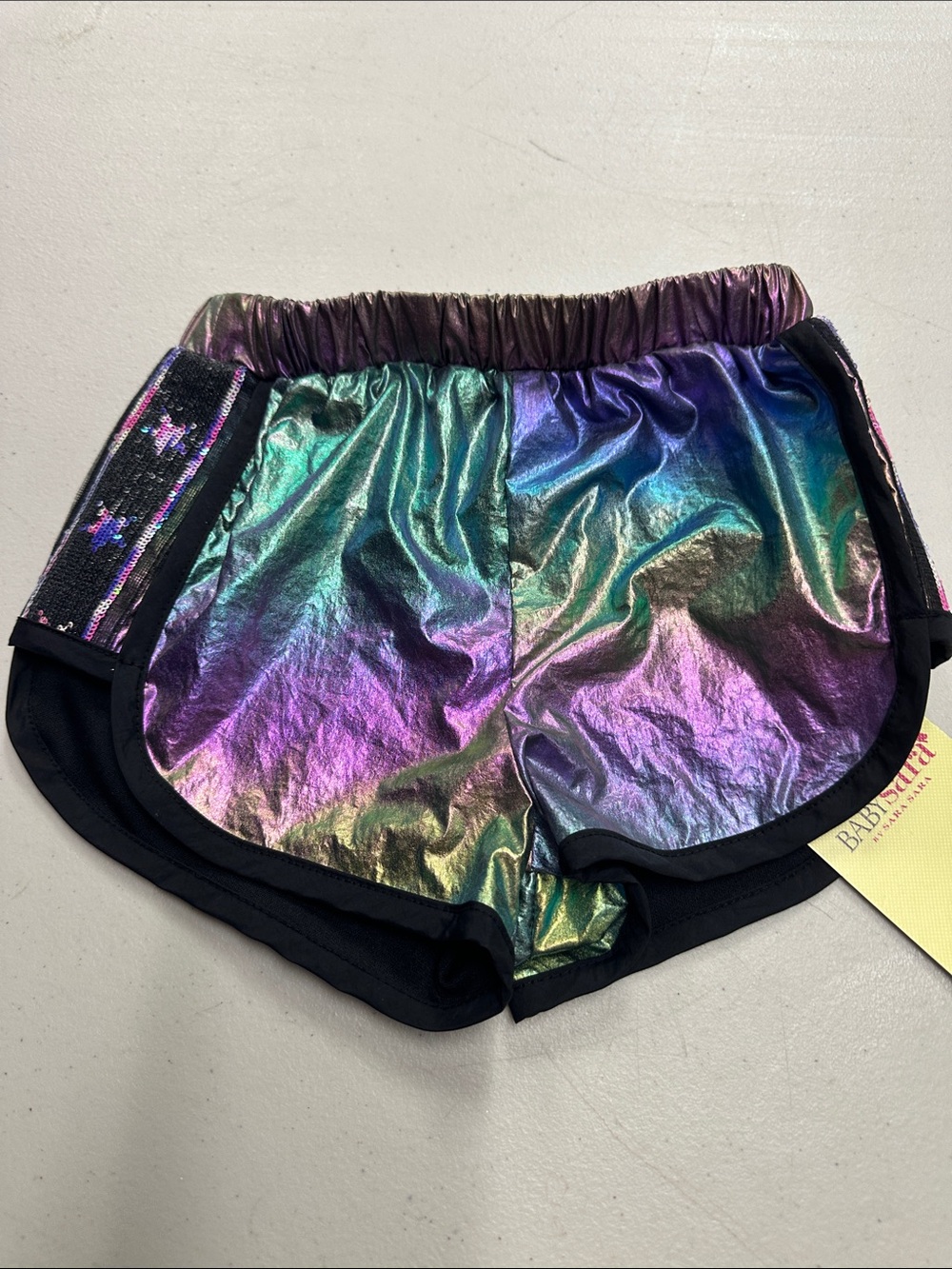12M NWT Iridescent Rainbow Active Shorts with Sequin Waistband